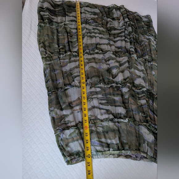 Sundance Tiered 100% Silk Maxi Skirt Green Watercolor Camo, size M Fairy Boho - Picture 9 of 14